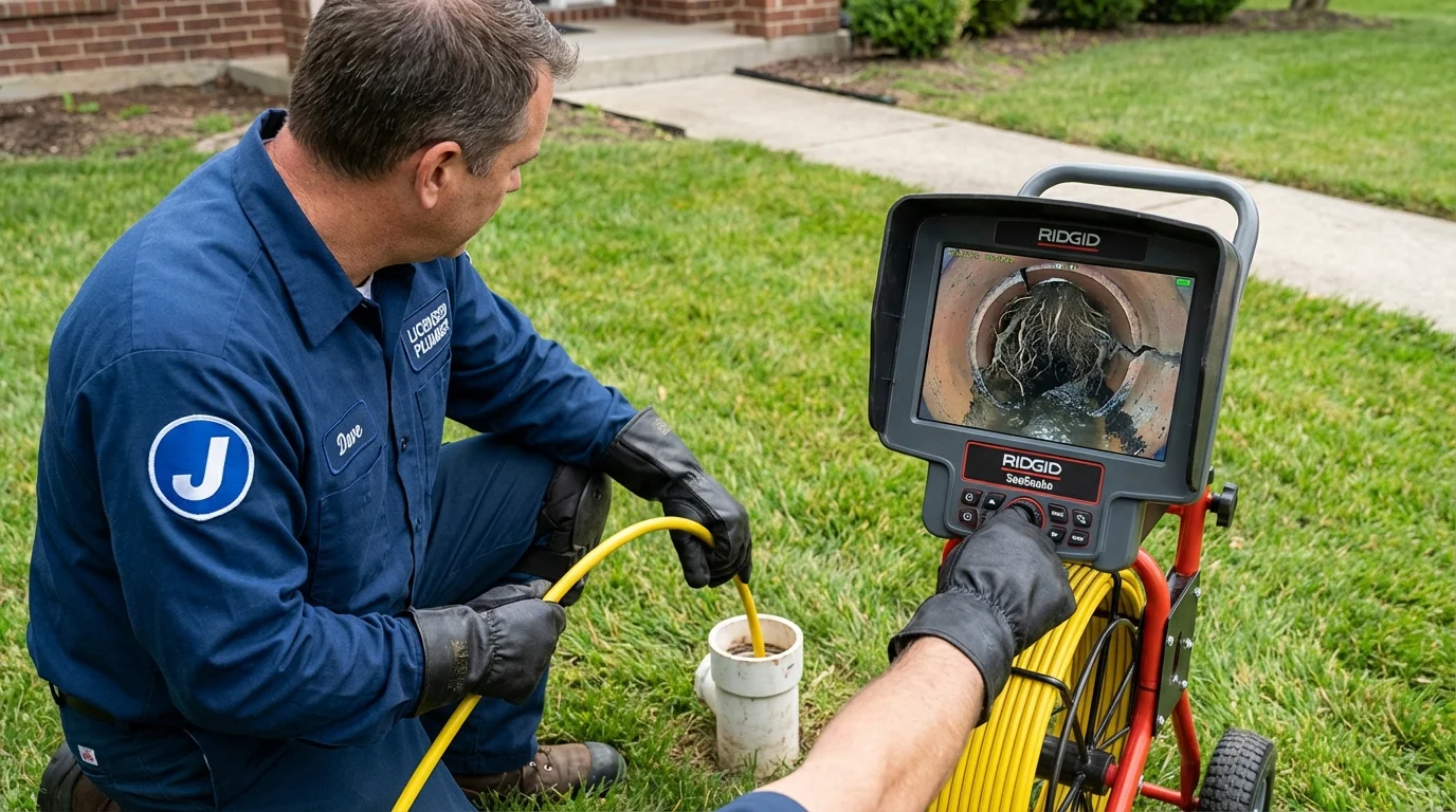 Sewer camera inspection being performed by Johns Plumbing LLC in Carleton